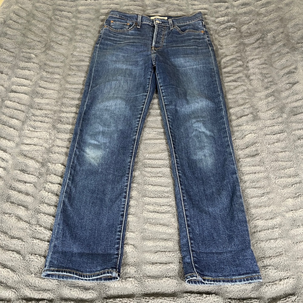 Levis Wedgie Straight Jeans Womens 28 Dark Wash Blue‎ High Rise Denim 34964-0128